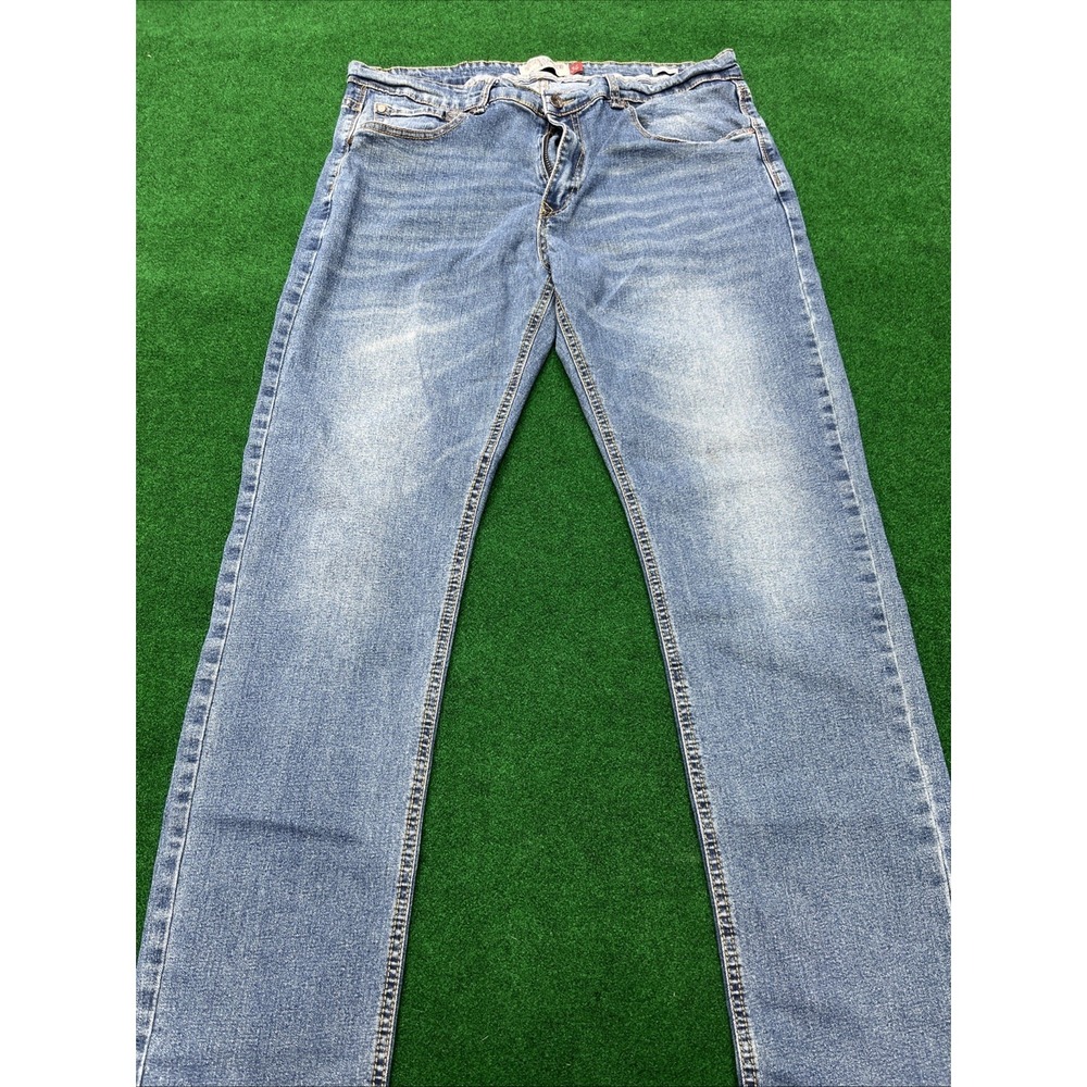 Hudson & Barrow NYC Slim Stretch Medium Wash Blue Denim Jeans Mens 36x32